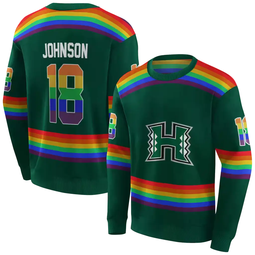 personalized hawaii rainbow warriors rainbow stripes green hoodie premium grade personalized hawaii rainbow warriors rainbow stripes green hoodie premium grade