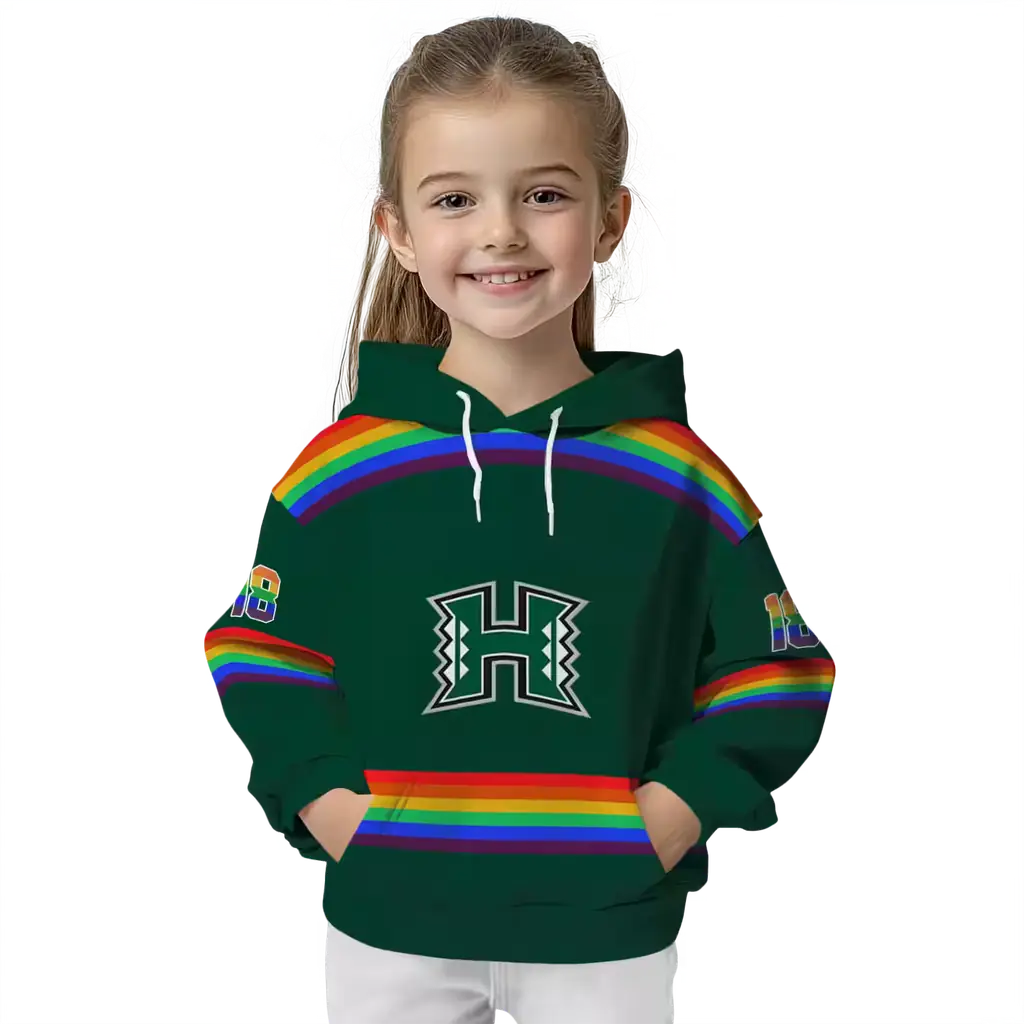 personalized hawaii rainbow warriors rainbow stripes green hoodie top rated personalized hawaii rainbow warriors rainbow stripes green hoodie top rated
