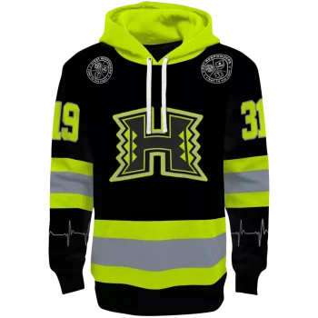 personalized hawaii rainbow warriors safety motif black neon green hoodie best selling