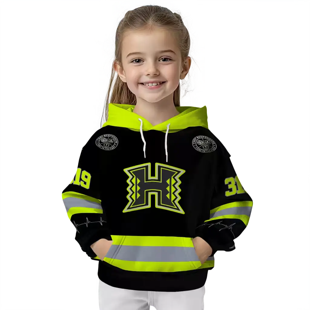 personalized hawaii rainbow warriors safety motif black neon green hoodie top rated personalized hawaii rainbow warriors safety motif black neon green hoodie top rated