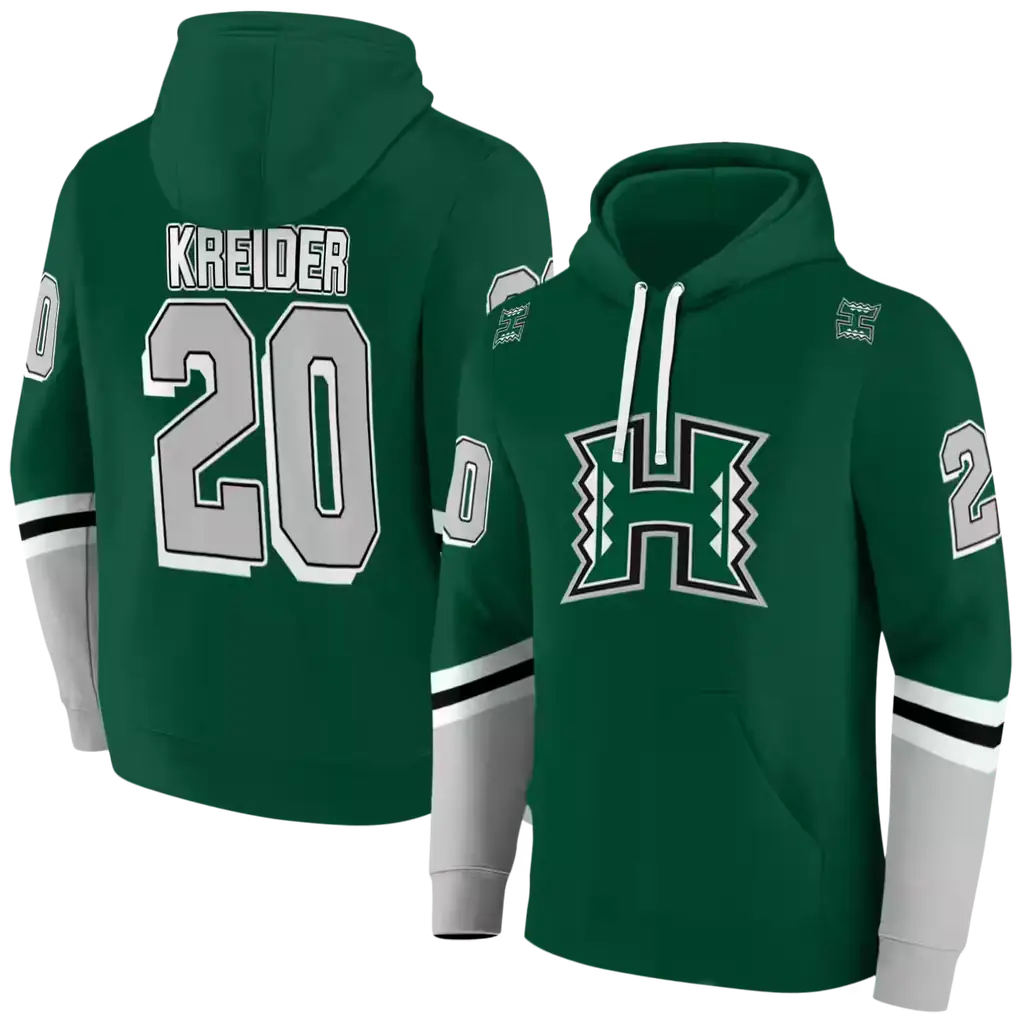 personalized hawaii rainbow warriors striped sleeves green hoodie fashion forward personalized hawaii rainbow warriors striped sleeves green hoodie fashion forward