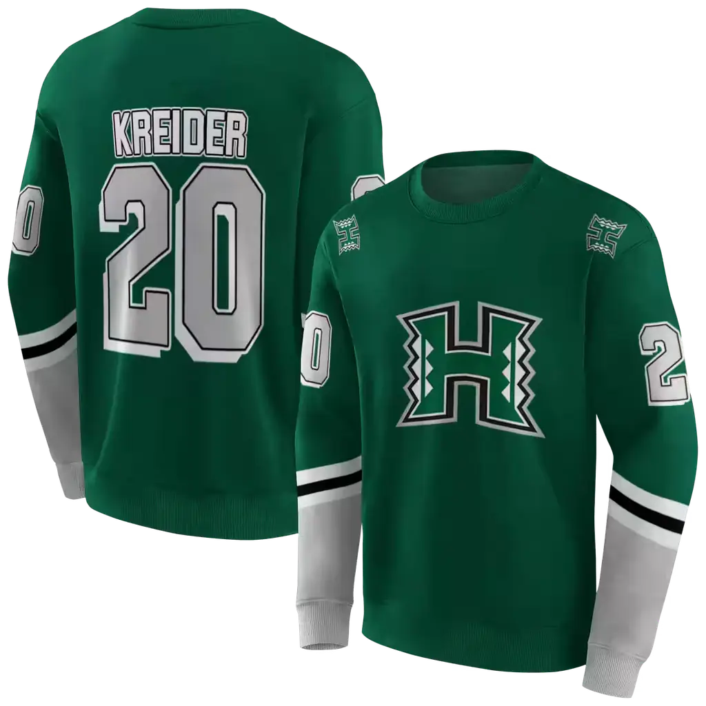 personalized hawaii rainbow warriors striped sleeves green hoodie premium grade personalized hawaii rainbow warriors striped sleeves green hoodie premium grade