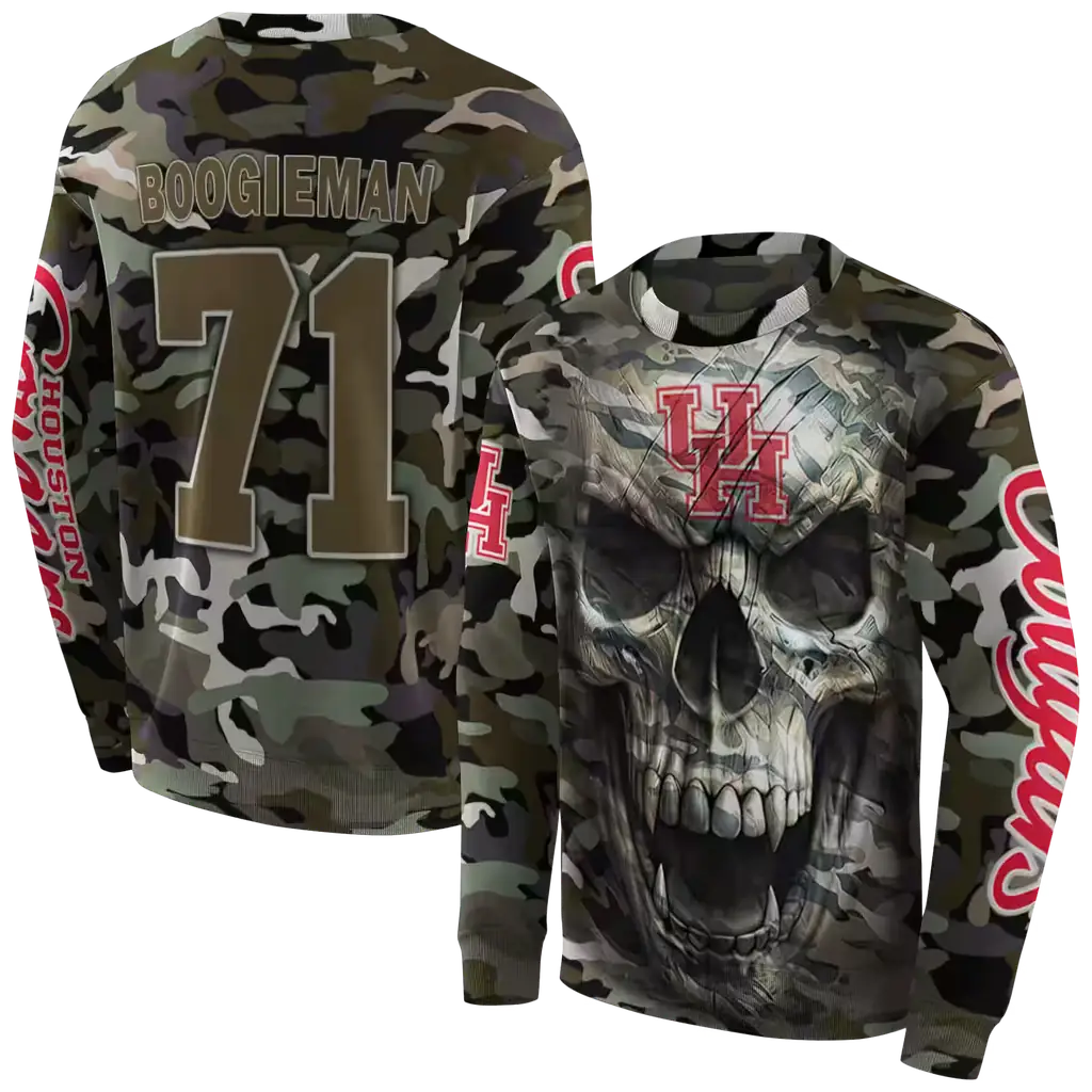 personalized houston cougars camo skull hoodie premium grade personalized houston cougars camo skull hoodie premium grade