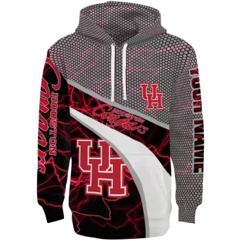 personalized houston cougars hexagonal mesh red black gray hoodie best selling