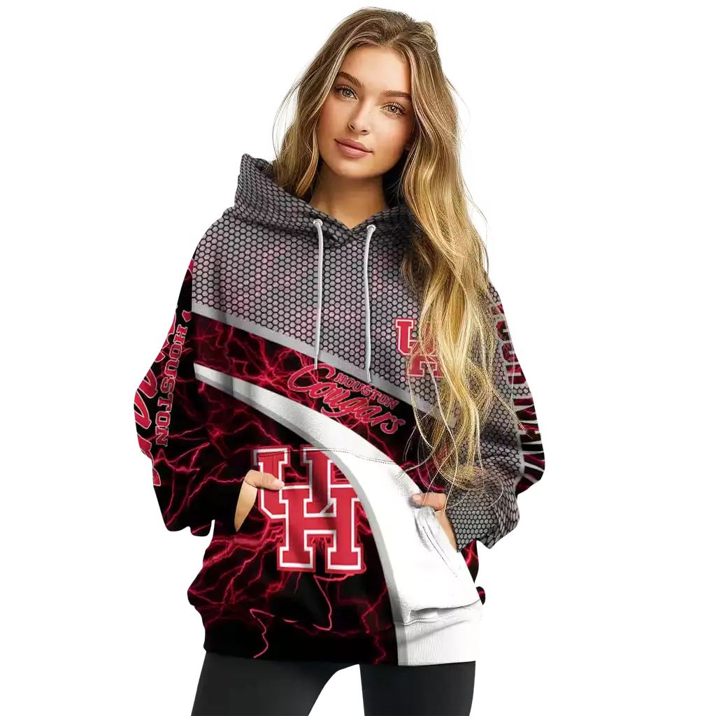 personalized houston cougars hexagonal mesh red black gray hoodie high quality personalized houston cougars hexagonal mesh red black gray hoodie high quality