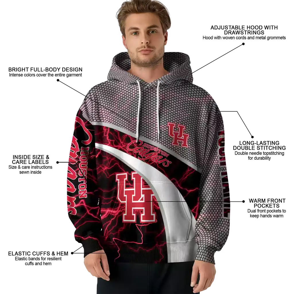 personalized houston cougars hexagonal mesh red black gray hoodie latest model personalized houston cougars hexagonal mesh red black gray hoodie latest model