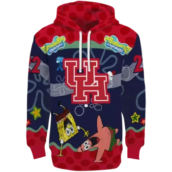 personalized houston cougars spongebob patrick star red navy hoodie best selling