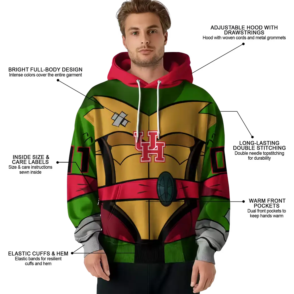 personalized houston cougars superhero armor red green hoodie latest model personalized houston cougars superhero armor red green hoodie latest model
