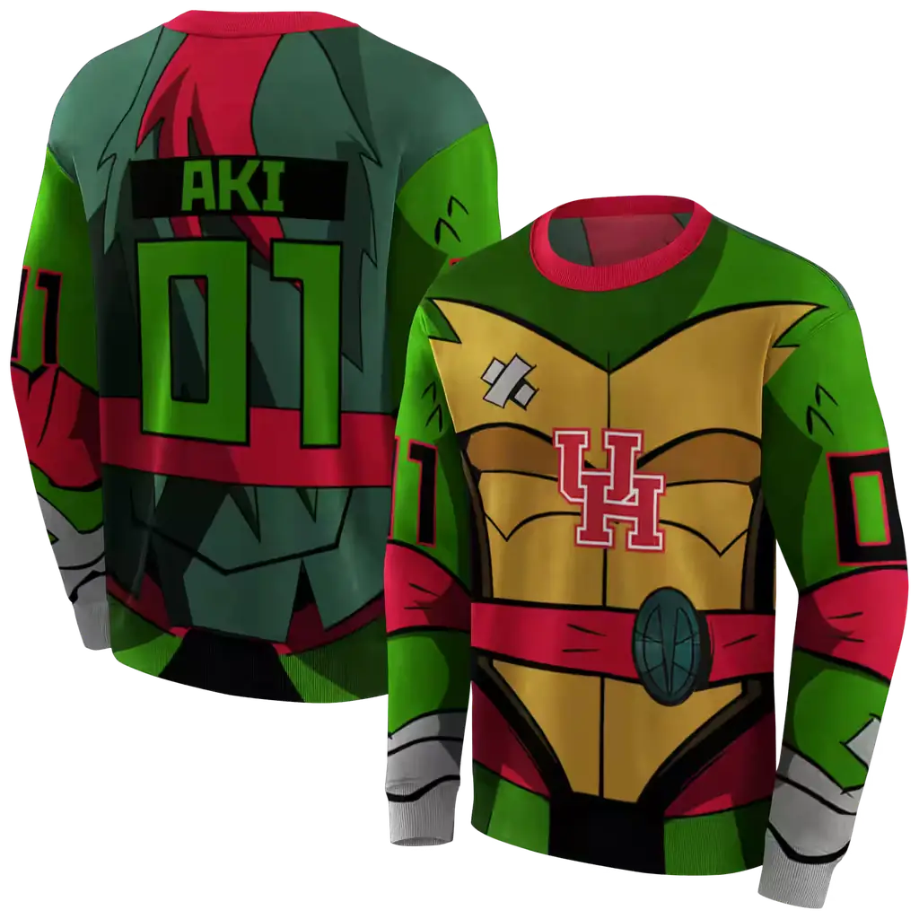 personalized houston cougars superhero armor red green hoodie premium grade personalized houston cougars superhero armor red green hoodie premium grade