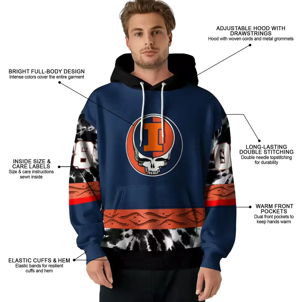 personalized illinois fighting illini grateful vibes blue hoodie latest model personalized illinois fighting illini grateful vibes blue hoodie latest model