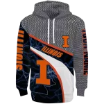 personalized illinois fighting illini hexagonal mesh blue black gray hoodie best selling