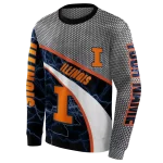 personalized illinois fighting illini hexagonal mesh blue black gray hoodie best selling