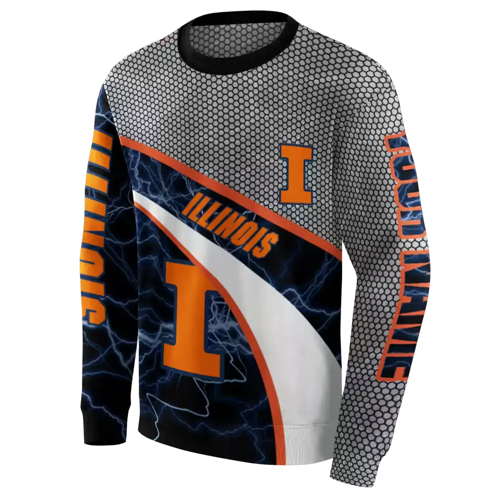 personalized illinois fighting illini hexagonal mesh blue black gray hoodie new arrival personalized illinois fighting illini hexagonal mesh blue black gray hoodie new arrival