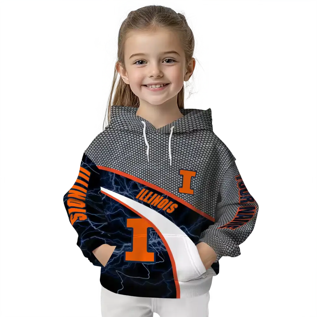 personalized illinois fighting illini hexagonal mesh blue black gray hoodie top rated personalized illinois fighting illini hexagonal mesh blue black gray hoodie top rated