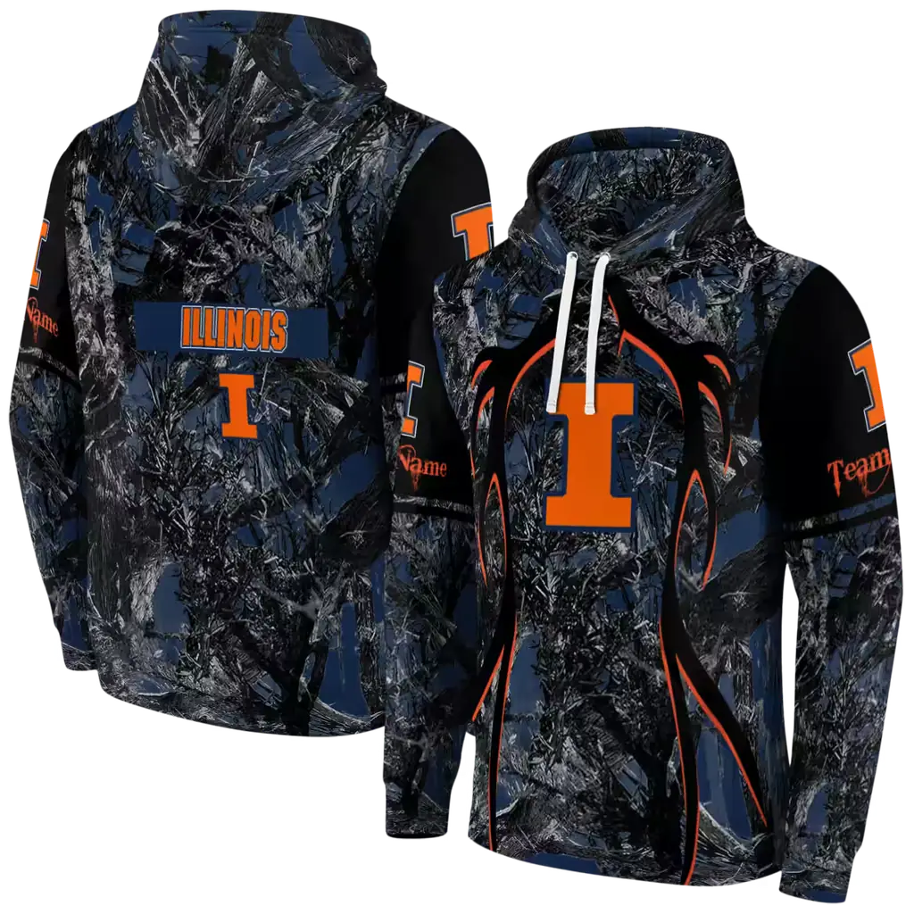personalized illinois fighting illini hunting theme blue black hoodie fashion forward personalized illinois fighting illini hunting theme blue black hoodie fashion forward