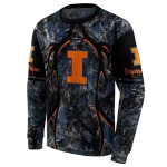 personalized illinois fighting illini hunting theme blue black hoodie best selling