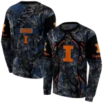 personalized illinois fighting illini hunting theme blue black hoodie best selling