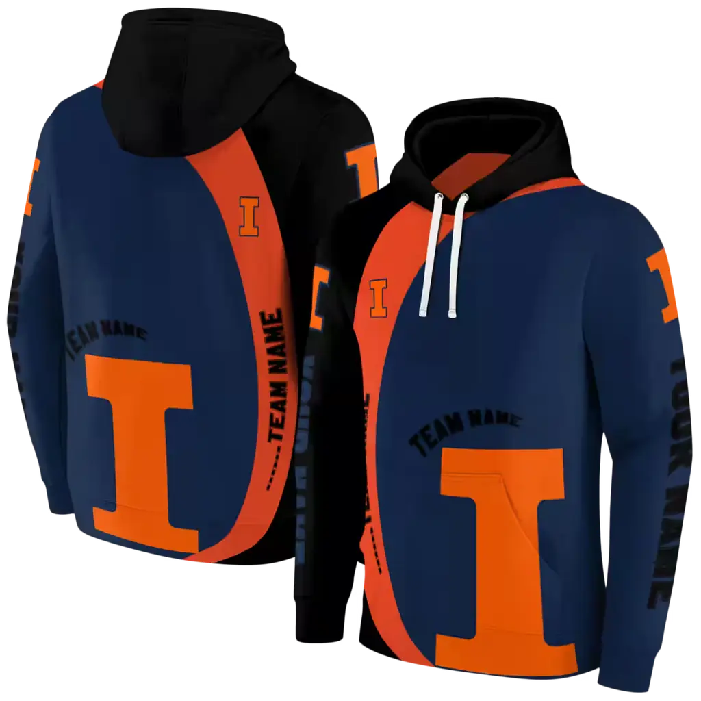 personalized illinois fighting illini minimalist design blue black hoodie fashion forward personalized illinois fighting illini minimalist design blue black hoodie fashion forward