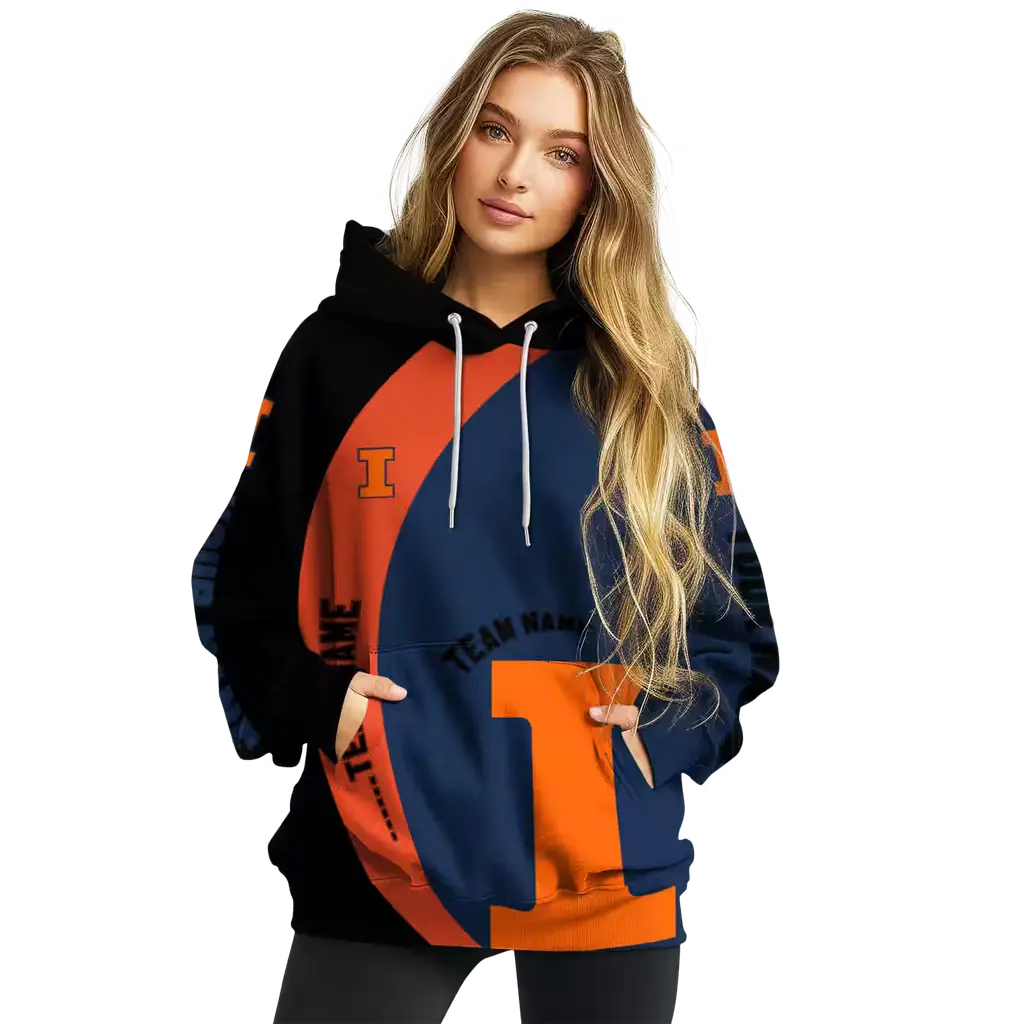 personalized illinois fighting illini minimalist design blue black hoodie high quality personalized illinois fighting illini minimalist design blue black hoodie high quality