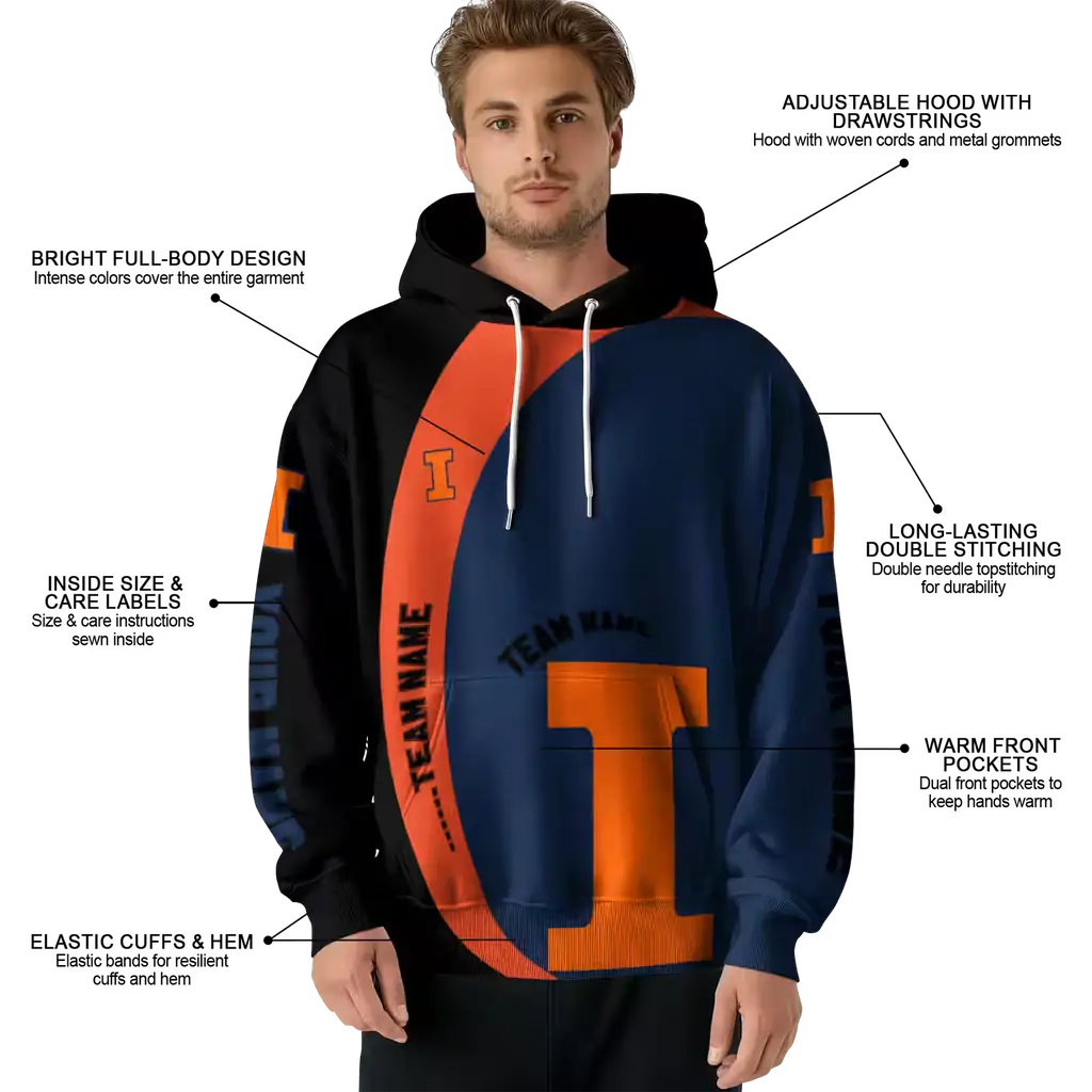personalized illinois fighting illini minimalist design blue black hoodie latest model personalized illinois fighting illini minimalist design blue black hoodie latest model