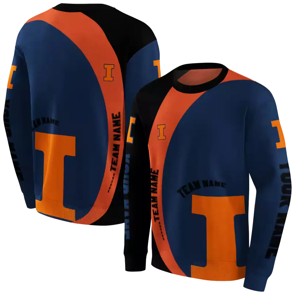 personalized illinois fighting illini minimalist design blue black hoodie premium grade personalized illinois fighting illini minimalist design blue black hoodie premium grade