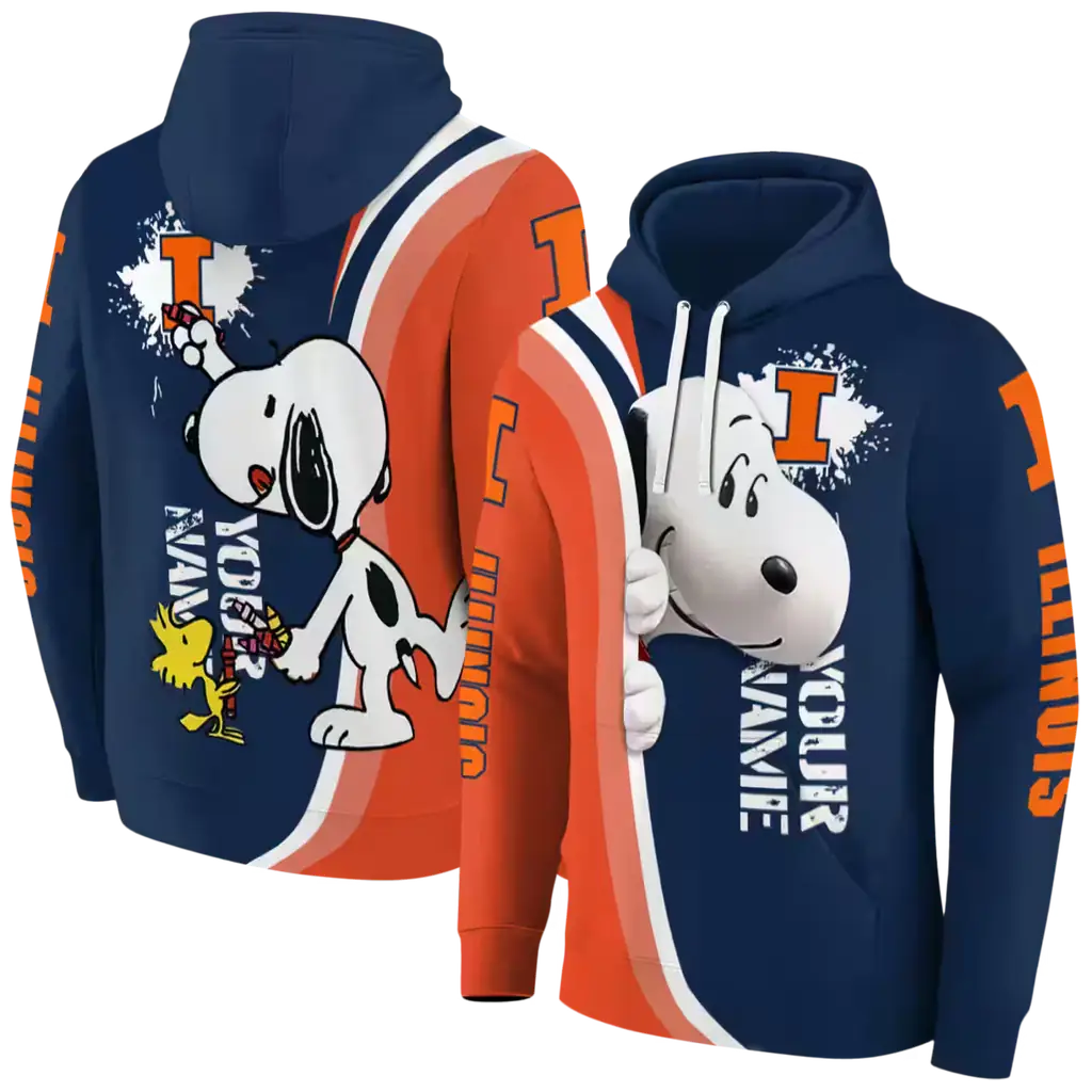 personalized illinois fighting illini peeking snoopy blue hoodie fashion forward personalized illinois fighting illini peeking snoopy blue hoodie fashion forward