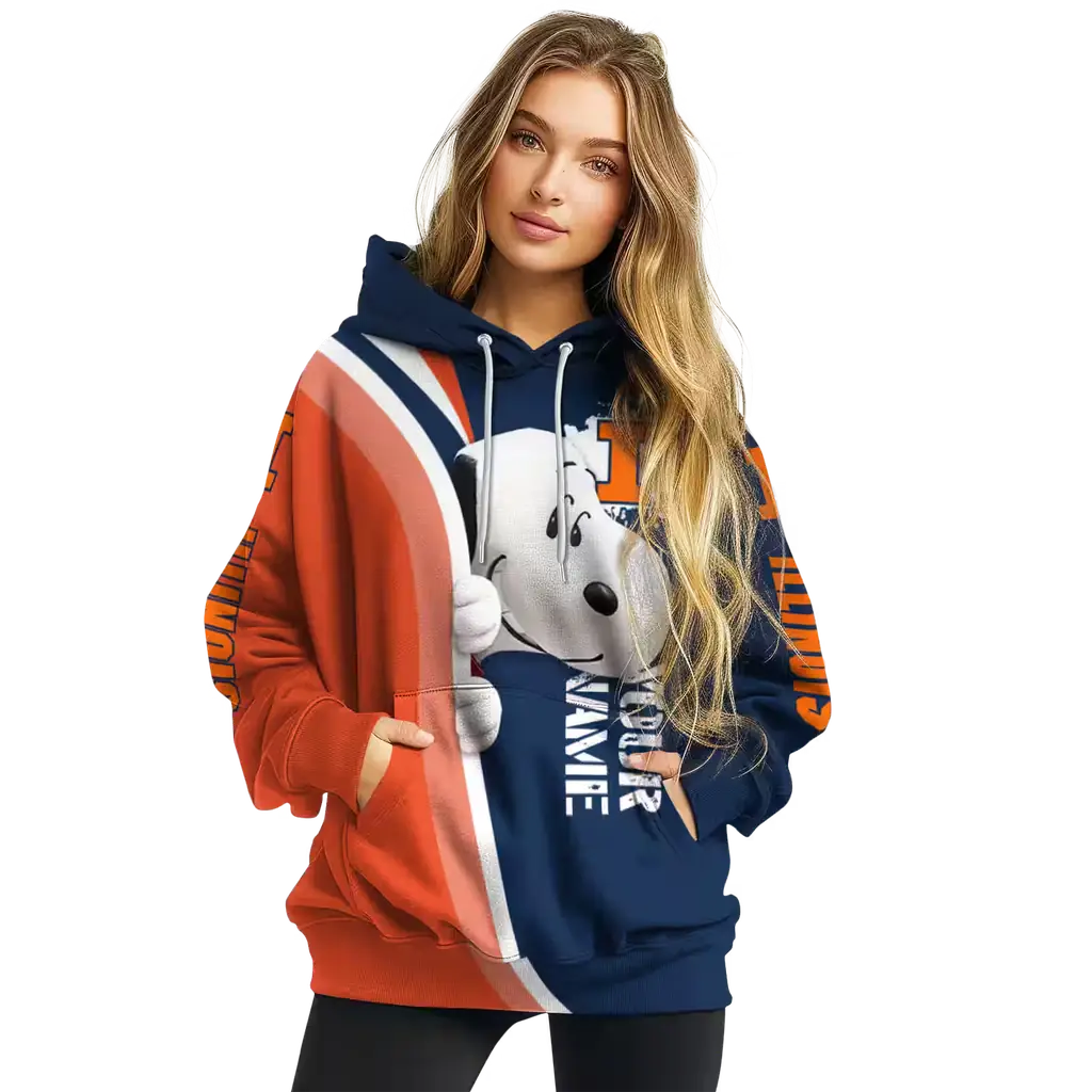 personalized illinois fighting illini peeking snoopy blue hoodie high quality personalized illinois fighting illini peeking snoopy blue hoodie high quality