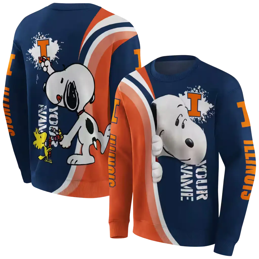 personalized illinois fighting illini peeking snoopy blue hoodie premium grade personalized illinois fighting illini peeking snoopy blue hoodie premium grade