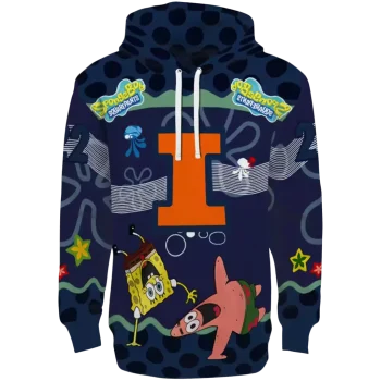 personalized illinois fighting illini spongebob patrick star blue navy hoodie best selling