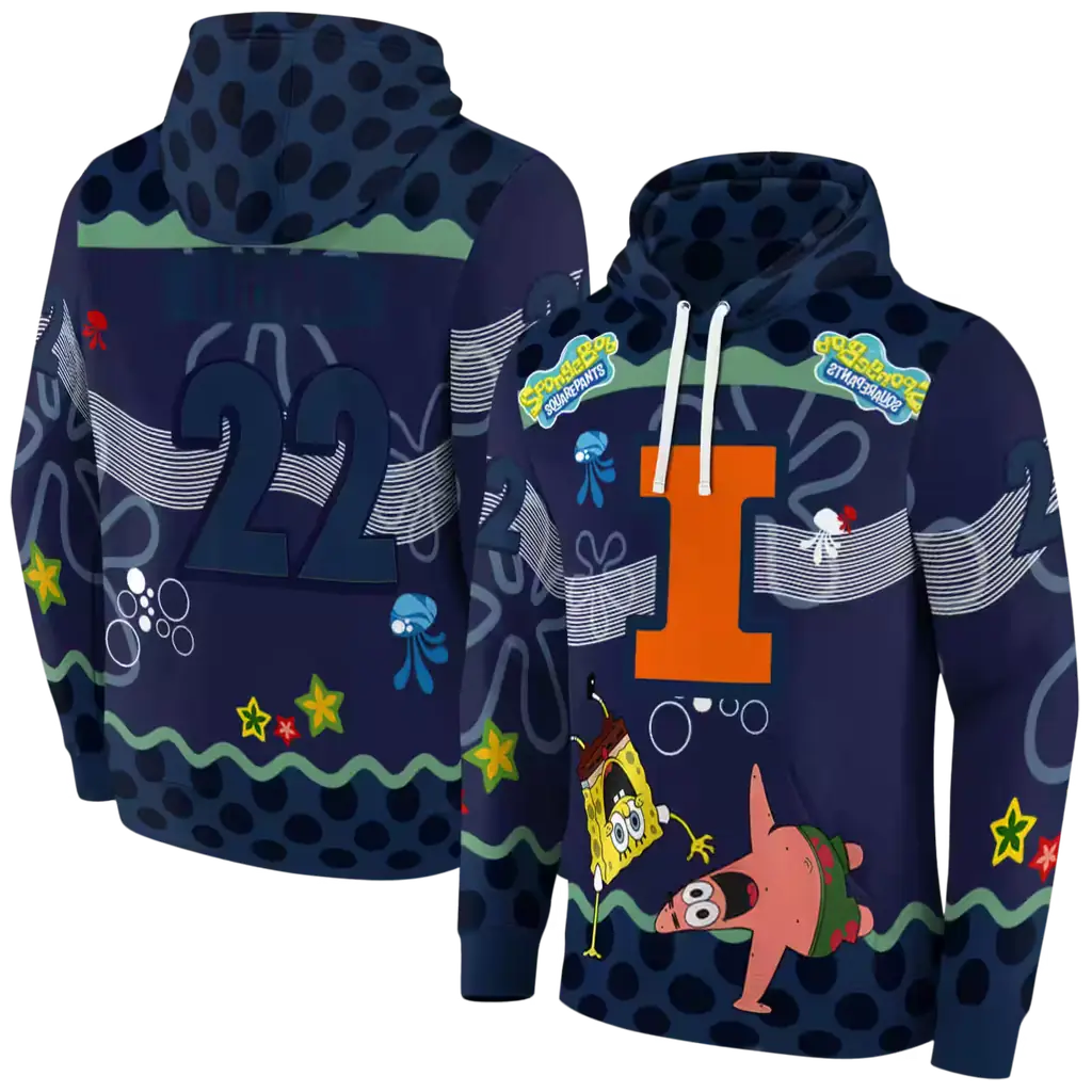 personalized illinois fighting illini spongebob patrick star blue navy hoodie fashion forward personalized illinois fighting illini spongebob patrick star blue navy hoodie fashion forward