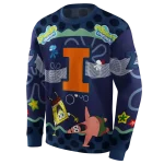 personalized illinois fighting illini spongebob patrick star blue navy hoodie best selling