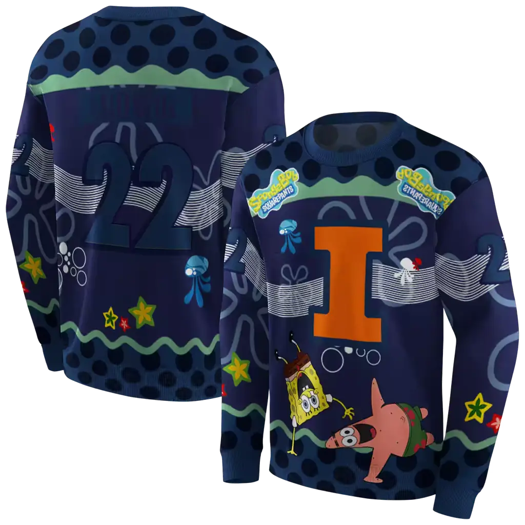 personalized illinois fighting illini spongebob patrick star blue navy hoodie premium grade personalized illinois fighting illini spongebob patrick star blue navy hoodie premium grade