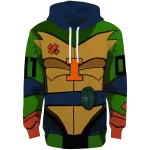 personalized illinois fighting illini superhero armor blue green hoodie best selling