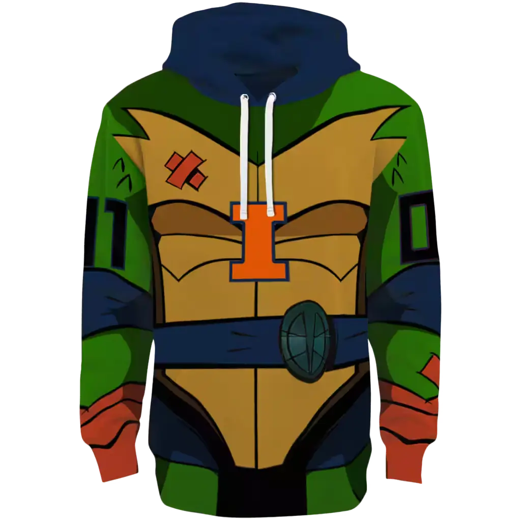 personalized illinois fighting illini superhero armor blue green hoodie best selling personalized illinois fighting illini superhero armor blue green hoodie best selling