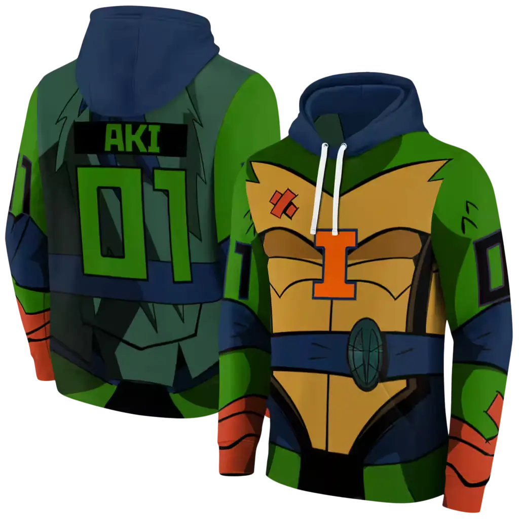 personalized illinois fighting illini superhero armor blue green hoodie fashion forward personalized illinois fighting illini superhero armor blue green hoodie fashion forward