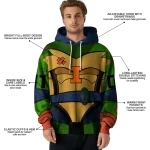 personalized illinois fighting illini superhero armor blue green hoodie best selling