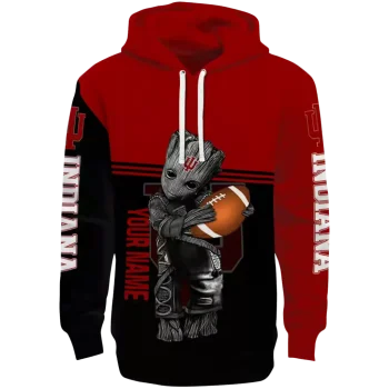 personalized indiana hoosiers baby groot red black hoodie best selling