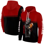 personalized indiana hoosiers baby groot red black hoodie best selling