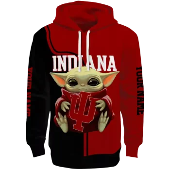 personalized indiana hoosiers baby yoda red black hoodie best selling