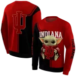 personalized indiana hoosiers baby yoda red black hoodie best selling