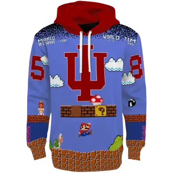 personalized indiana hoosiers mario blue black hoodie best selling