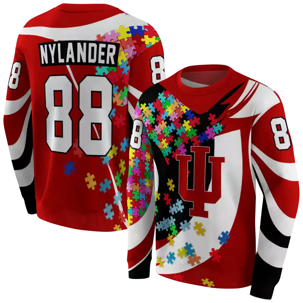 personalized indiana hoosiers puzzle pieces red hoodie premium grade personalized indiana hoosiers puzzle pieces red hoodie premium grade