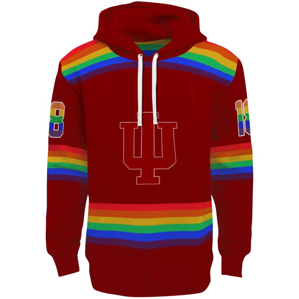 personalized indiana hoosiers rainbow stripes red hoodie best selling personalized indiana hoosiers rainbow stripes red hoodie best selling