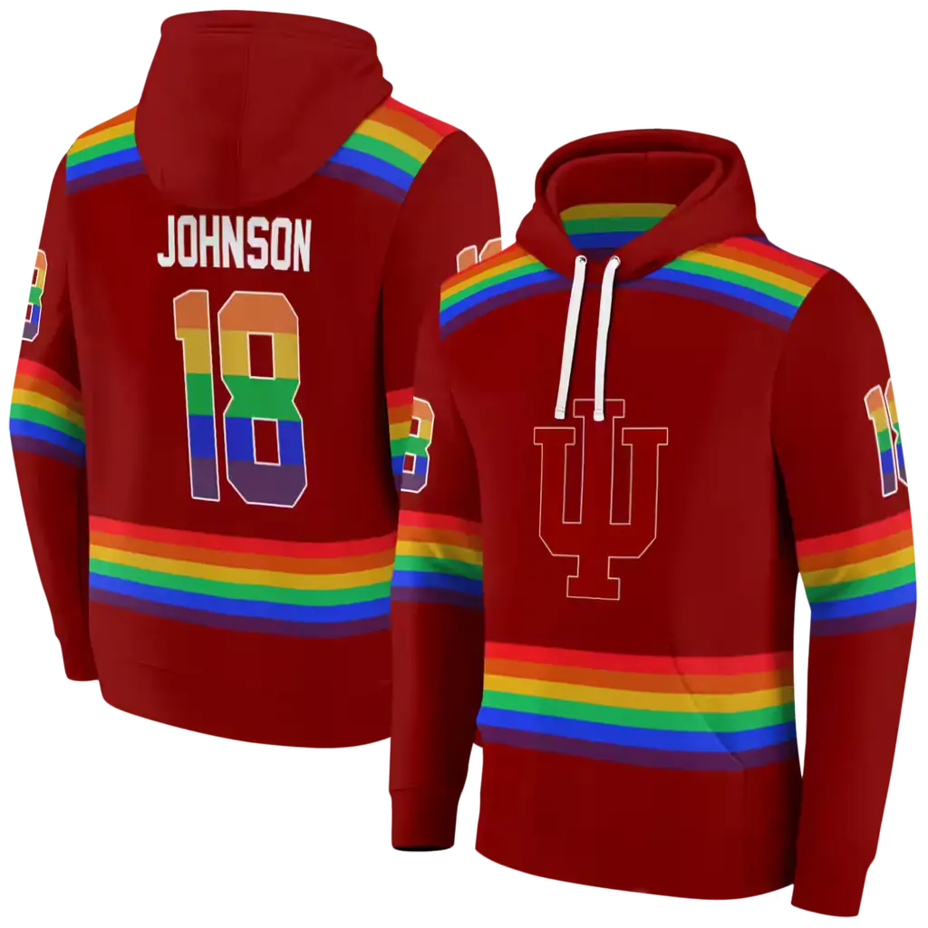 personalized indiana hoosiers rainbow stripes red hoodie fashion forward personalized indiana hoosiers rainbow stripes red hoodie fashion forward