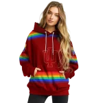 personalized indiana hoosiers rainbow stripes red hoodie best selling
