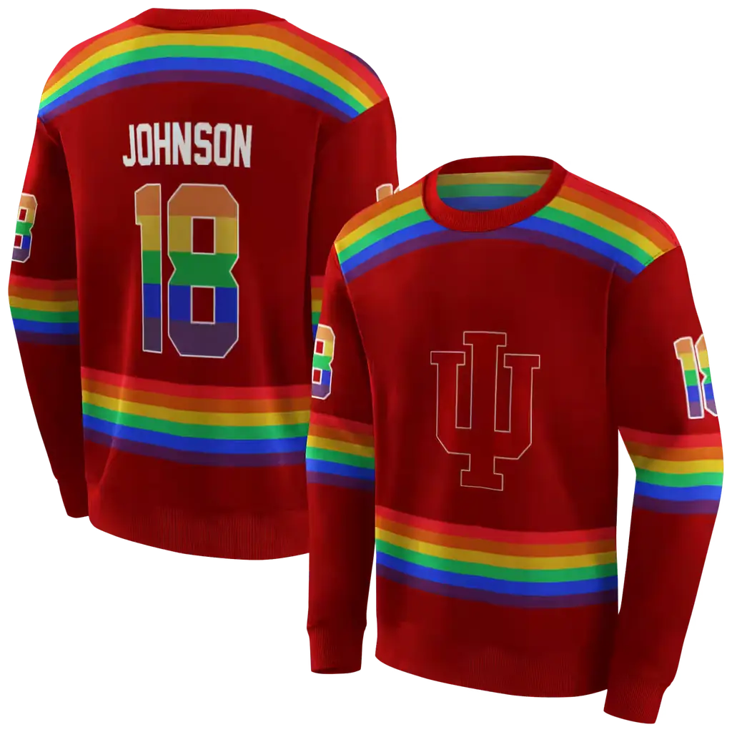 personalized indiana hoosiers rainbow stripes red hoodie premium grade personalized indiana hoosiers rainbow stripes red hoodie premium grade