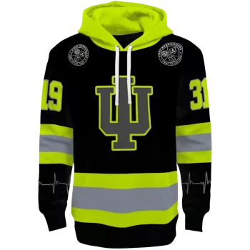 personalized indiana hoosiers safety motif black neon green hoodie best selling