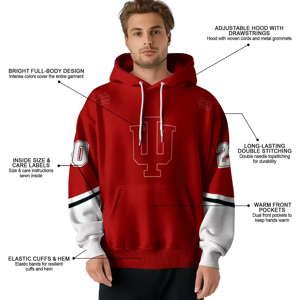 personalized indiana hoosiers striped sleeves red hoodie latest model personalized indiana hoosiers striped sleeves red hoodie latest model
