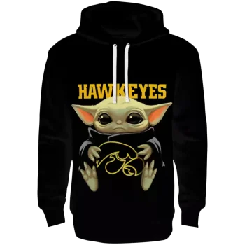 personalized iowa hawkeyes baby yoda black hoodie best selling