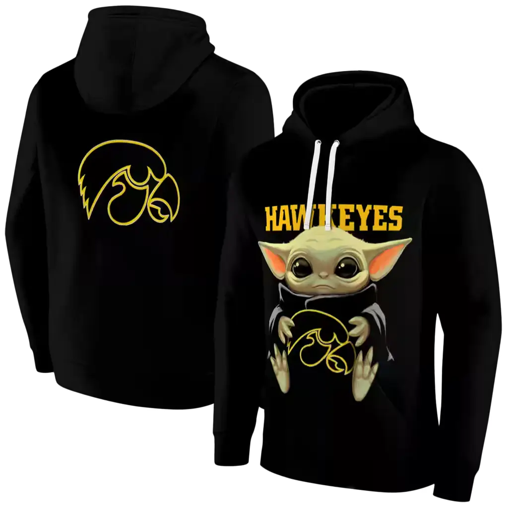 personalized iowa hawkeyes baby yoda black hoodie fashion forward personalized iowa hawkeyes baby yoda black hoodie fashion forward
